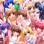  air animal_ears blonde_hair bunny bunny_ears bunnysuit cat clannad company_connection crossover dango_daikazoku dinosaur fox frog furukawa_nagisa gift kamio_misuzu kanon kawasumi_mai keropii key_(company) kurata_sayuri lennon little_busters! long_hair michiru_(air) minase_nayuki multiple_girls natsume_rin okazaki_ushio pantyhose sasasegawa_sasami sawatari_makoto sawatari_makoto_(fox) star stuffed_animal stuffed_toy tsukimiya_ayu younger zen 