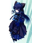  absurdres armor blue_dress blue_eyes blue_hair dress highres katana kokonobi long_hair original scan solo sword weapon 
