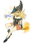  bare_shoulders black_magician_girl blonde boots choker dark_magician_girl detached_sleeves text wand yugioh 