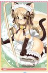  cleavage cream hadaka_apron megane nekomimi tail thighhighs umehara_emika 