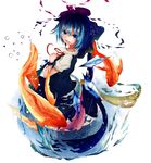  bad_id bad_pixiv_id blue_dress blue_eyes blue_hair bow cirno dress fang fish hair_bow koi ogami_ren solo touhou water wings 