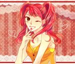  bad_id bad_pixiv_id earrings heart humio_(oriba) jewelry kujikawa_rise one_eye_closed open_mouth persona persona_4 red_hair solo twintails yellow_eyes 