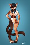  &hearts; anthro azelyn blue_hair breasts cat eye_patch eyewear feline female hair mammal nipples panties pinup pirate pose solo standing tongue tongue_out underwear 