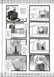  4koma beamed_eighth_notes chibi comic eighth_note eretto greyscale hard_translated highres lyrical_nanoha mahou_shoujo_lyrical_nanoha_strikers military military_uniform minigirl monochrome multiple_4koma musical_note reinforce_zwei spinning translated tsab_ground_military_uniform uniform 