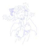  &gt;_&lt; bat_wings chibi closed_eyes fang hat monochrome oekaki remilia_scarlet short_hair shouryuuken sketch solo sotto touhou uppercut wings 