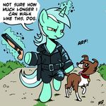  coat crossover dog equine female feral friendship_is_magic gun horn horse leather lyra_(mlp) lyra_heartstrings_(mlp) mad_max madmax mammal megasweet my_little_pony nothing_is_sacred parody pony ranged_weapon shotgun unicorn weapon winona_(mlp) 