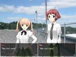  amputee brown_hair game_cg green_eyes ibarazaki_emi katawa_shoujo necktie red_hair rin_tezuka school_uniform twin_tails 