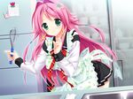  apron game_cg green_eyes mecha-con! narusawa_sora pink_hair seifuku tagme_(character) 