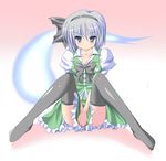  blue_eyes ghost hairband konpaku_youmu luna_(gunfire) myon short_hair silver_hair sitting spread_legs thighhighs touhou 