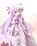  book bow crescent grimoire long_hair nekoguruma patchouli_knowledge purple_eyes purple_hair solo touhou 