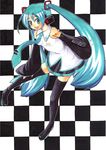  aqua_hair hatsune_miku long_hair shie_(m417) solo thighhighs traditional_media twintails very_long_hair vocaloid 