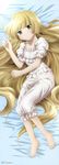  absurdres amisaki_ryouko barefoot blonde_hair dakimakura feet full_body gosick green_eyes highres incredibly_absurdres long_hair long_image looking_at_viewer lying megami official_art on_side pajamas solo stick_poster tall_image very_long_hair victorica_de_blois 