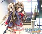  garter gun little_busters! naoe_riki school_uniform shino_(eefy) tokido_saya trap wallpaper 