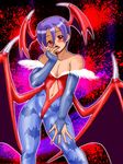  artist_request blush breasts cameltoe capcom cleavage demon_girl flat_chest highres lilith_aensland makita_aoi naughty_face succubus vampire_(game) wings 
