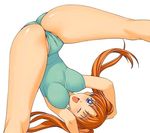  a1 blue_eyes blue_leotard breasts cameltoe covered_nipples flexible gymnastics handstand impossible_clothes impossible_leotard jpeg_artifacts kaleido_star large_breasts leotard mia_guillem non-web_source one_eye_closed orange_hair ribbon solo twintails upside-down 
