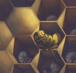  &#11041; &#11042; ? arthropod bee dimespin eating hexagon honeycomb insect jujube larva multi_eye multiple_eyes orb_weaver self_hug sleeping sneaky spider 