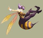  antennae aoguu bee_girl breasts insect_girl large_breasts monster_girl purple_eyes q-bee shiny shiny_clothes solo vampire_(game) wings 