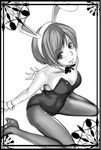  animal_ears bunny_ears bunnysuit greyscale high_heels highres monochrome pantyhose persona persona_4 satonaka_chie shoes solo suta_furachina 