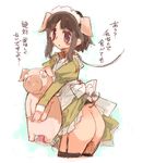  animal_ears ass brown_hair collar copyright_request maid momiji_mao no_panties pig_ears short_hair solo thighhighs 