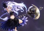  axe clock_eyes gears gloves halberd highres long_hair midriff original polearm shibano_kaito skirt solo symbol-shaped_pupils weapon white_hair 