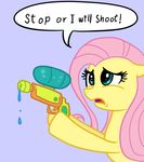  equine female fluttershy_(mlp) friendship_is_magic horse mammal my_little_pony pegasus pony solo unknown_artist water_pistol weapon 