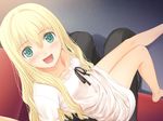  blonde_hair france_shoujo game_cg green_eyes long_hair looking_at_viewer shoujo sitting sitting_on_lap sitting_on_person smile solo tanaka_takayuki 