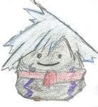  no_humans pokemon pun rock scarf short_hair silver_hair sketch tsuwabuki_daigo 