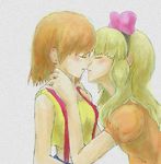  blush child closed_eyes crossdressing eyes_closed female hand_on_shoulder hands_on_shoulders incipient_kiss kasumi_(pokemon) leaning male pokemon pokemon_(anime) satoko_(pokemon) satoshi_(pokemon) trap 