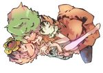  barefoot flower glisten green_hair highres kazami_yuuka komeiji_satori licking multiple_girls purple_hair smile sunflower touhou yuri 