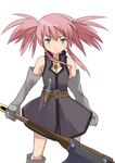  axe belt boots elbow_gloves gloves green_eyes holding holding_axe knee_boots naname_(danbooru_maker) pink_hair presea_combatir sheath sidelocks skirt solo tales_of_(series) tales_of_symphonia twintails weapon 