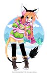  cold cute ear_muffs earmuffs female legwear luna777 moondog plain_background scarf snow solo stockings taratsu_(character) toeless_socks transparent_background winter 