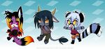  aivion_(character) akemi_(character) anira_(character) chibi cute female horn horns luna777 male two-tone_hair two_tone_hair 