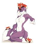  anthro breasts canine chest_tuft female feral fox fur lagomorph looking_at_viewer mammal non-anthro nude plain_background playful plushie purple purple_fur rabbit sneakerfox tuft 