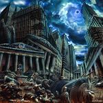  cityscape cloud copyright_request eclipse highres no_humans ruins scenery skeleton sky solar_eclipse 