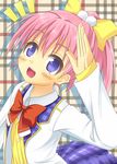  blue_eyes kunihiro_hinata noble_works pink_hair ponytail rinku school_uniform solo 