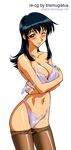  bra breast_hold cleavage fujimura_shizuru godannar pantsu pantyhose signed undressing 