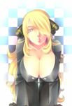 blonde_hair breasts cleavage covered_nipples large_breasts lips long_hair naoto_(yandereheaven) open_mouth pokemon pokemon_(game) pokemon_dppt shirona_(pokemon) solo 