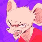  abstract_background ambiguous_gender angry anthro clothing hair_tuft hunched_over looking_at_viewer low_res mammal mouse rodent saliva sharp_teeth solo teeth uriell3 whiskers 