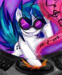  dj_booth equine eyewear female feral friendship_is_magic horn horse mammal my_little_pony pony solo sunglasses unicorn unknown_artist vinyl_scratch_(mlp) 