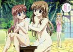  arisutia_rein bathing nogizaka_haruka nogizaka_haruka_no_himitsu nogizaka_mika nude ohara_mitsuru towel 