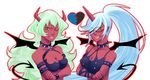  breasts cleavage demon_girl glasses horns kneesocks_(character) kneesocks_(psg) panty_&amp;_stocking_with_garterbelt red_skin scanty scanty_(psg) tail wink 