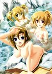  hinata_mutsuki kagami_yuuki kajiwara_ayumi nipples nude onee-tama_~boku_to_onee-chan_to_kitsune_no_yu~ onsen takami_haruka towel 