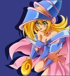  bare_shoulders black_magician_girl blonde choker dark_magician_girl detached_sleeves wand witch_hat yugioh 