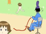  ass brown_hair butt_imoko chair from_behind gag_manga_biyori hat ono_no_imoko running shoutoku_taishi sitting tate_eboshi track_suit what yuzu_mirin 