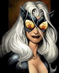  black_cat blackcat cat_ears marvel reflection spiderman super white_hair 