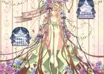  bad_id bad_pixiv_id barefoot bird blonde_hair chain dove dress flower folklore green_dress hal_(suck_it) key lily_(flower) lock long_hair padlock purple_flower purple_rose rapunzel rapunzel_(grimm) rose solo sunflower very_long_hair window 