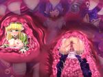  3girls aomidori blush game_cg highres multiple_girls tentacle vore 