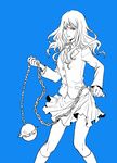  bad_id bad_pixiv_id ball_and_chain chain cosplay gogo_yubari gogo_yubari_(cosplay) karina_lyle kill_bill kneehighs long_hair monochrome parody pleated_skirt school_uniform simple_background skirt solo tiger_&amp;_bunny ymsr 