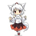  animal_ears animated animated_gif chibi detached_sleeves futatsuki_hisame hat inubashiri_momiji jumping lowres red_eyes short_hair skirt solo tail tokin_hat touhou white_hair wolf_ears wolf_tail 