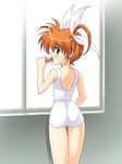  ass food looking_back lyrical_nanoha mahou_shoujo_lyrical_nanoha mahou_shoujo_lyrical_nanoha_a's masakichi_(crossroad) one-piece_swimsuit popsicle school_swimsuit sexually_suggestive solo swimsuit takamachi_nanoha white_school_swimsuit white_swimsuit 